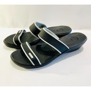 Crocs Madeira slide on comfort sandals Black white Summer women 10 New